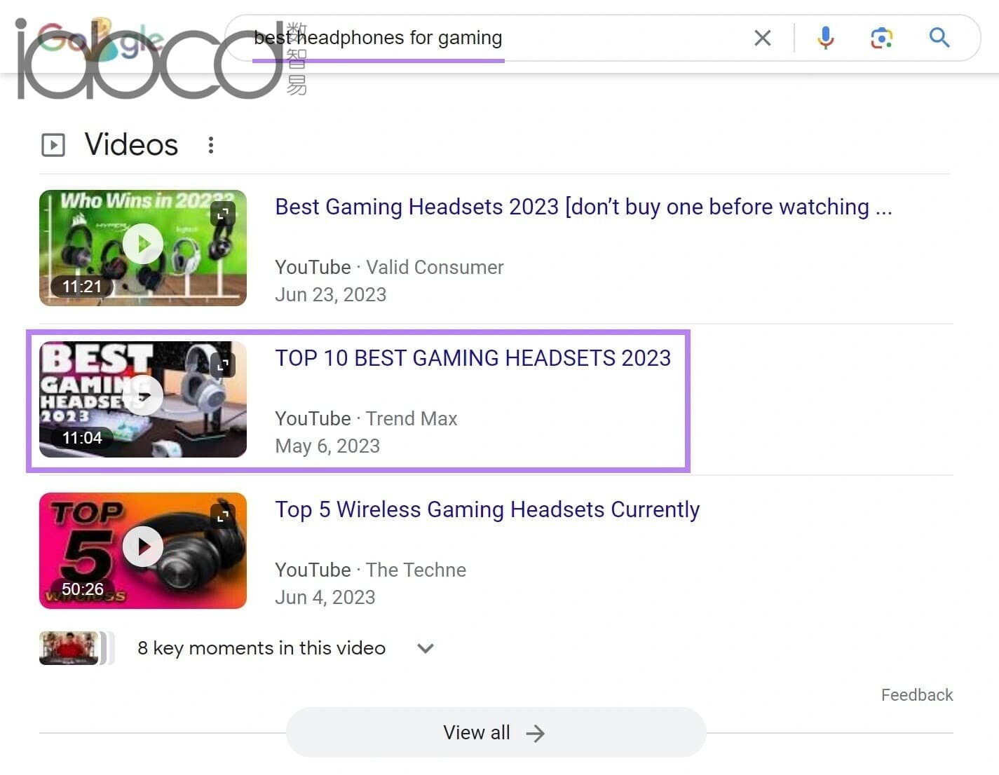 Google 搜索結(jié)果“最佳游戲耳機(jī)”