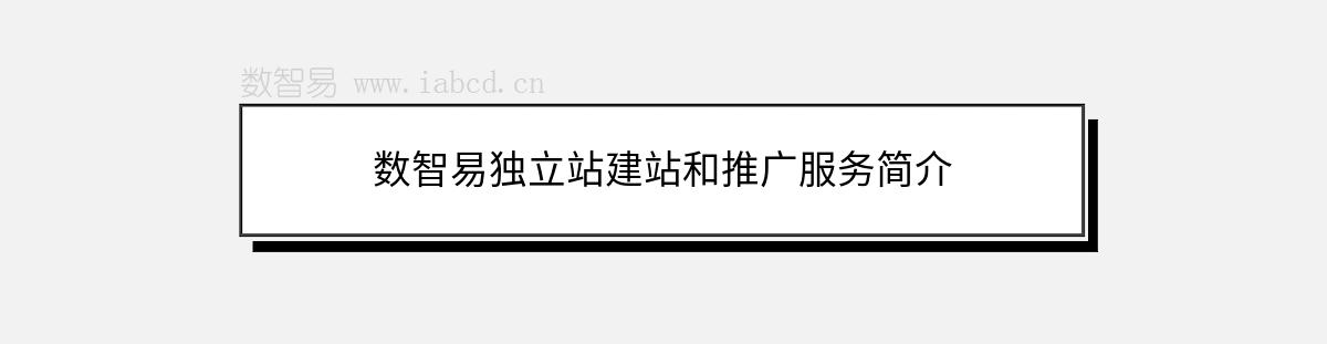 數(shù)智易獨(dú)立站建站和推廣服務(wù)簡(jiǎn)介