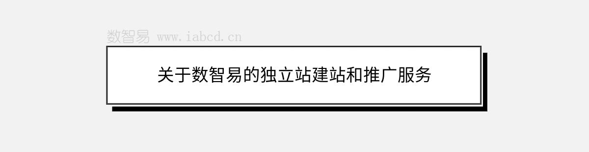 關(guān)于數(shù)智易的獨(dú)立站建站和推廣服務(wù)