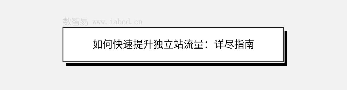 如何快速提升獨立站流量：詳盡指南