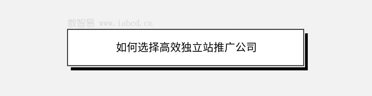 如何選擇高效獨立站推廣公司