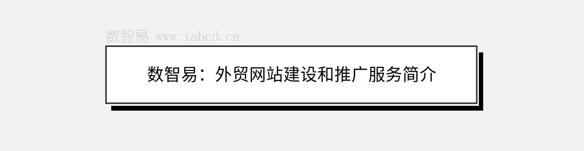 數(shù)智易：外貿(mào)網(wǎng)站建設(shè)和推廣服務簡介