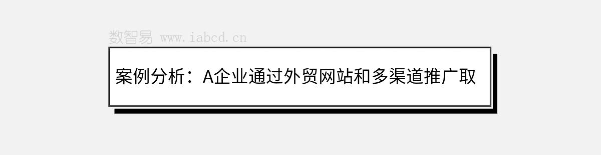 案例分析：A企業(yè)通過外貿(mào)網(wǎng)站和多渠道推廣取得成功