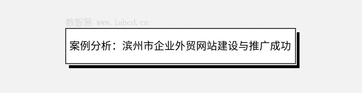 案例分析：濱州市企業(yè)外貿(mào)網(wǎng)站建設(shè)與推廣成功經(jīng)驗