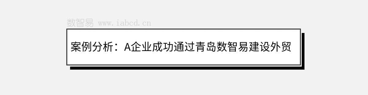 案例分析：A企業(yè)成功通過青島數(shù)智易建設(shè)外貿(mào)網(wǎng)站推廣獲得海外訂單