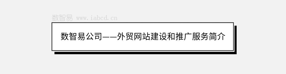 數(shù)智易公司——外貿(mào)網(wǎng)站建設(shè)和推廣服務(wù)簡(jiǎn)介
