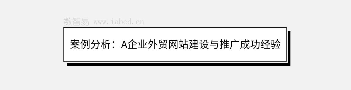 案例分析：A企業(yè)外貿(mào)網(wǎng)站建設(shè)與推廣成功經(jīng)驗