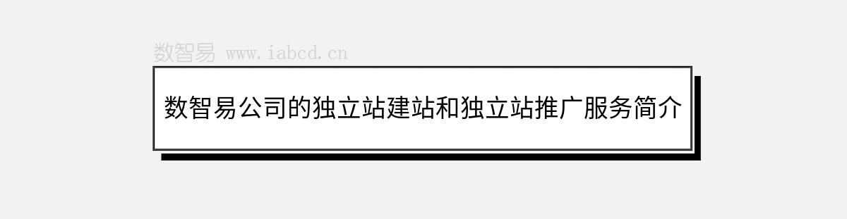 數(shù)智易公司的獨(dú)立站建站和獨(dú)立站推廣服務(wù)簡(jiǎn)介