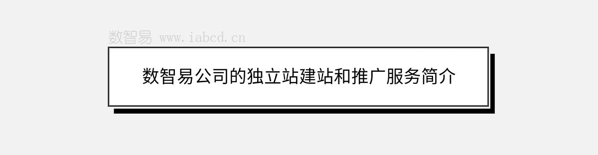 數(shù)智易公司的獨立站建站和推廣服務簡介