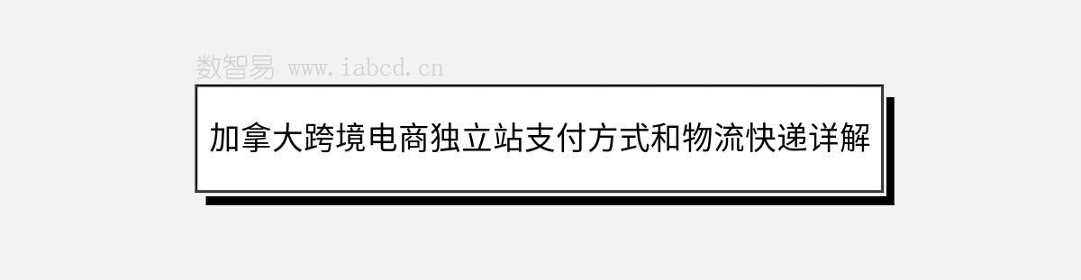 加拿大跨境電商獨(dú)立站支付方式和物流快遞詳解