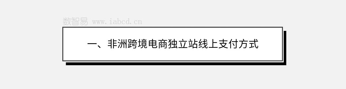 一、非洲跨境電商獨(dú)立站線上支付方式