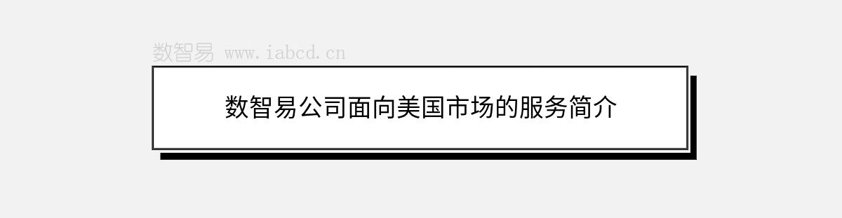 數(shù)智易公司面向美國市場(chǎng)的服務(wù)簡(jiǎn)介