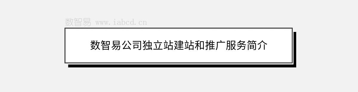 數(shù)智易公司獨(dú)立站建站和推廣服務(wù)簡介