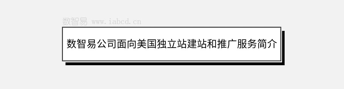 數(shù)智易公司面向美國(guó)獨(dú)立站建站和推廣服務(wù)簡(jiǎn)介