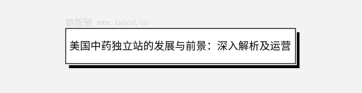 美國(guó)中藥獨(dú)立站的發(fā)展與前景：深入解析及運(yùn)營(yíng)指南