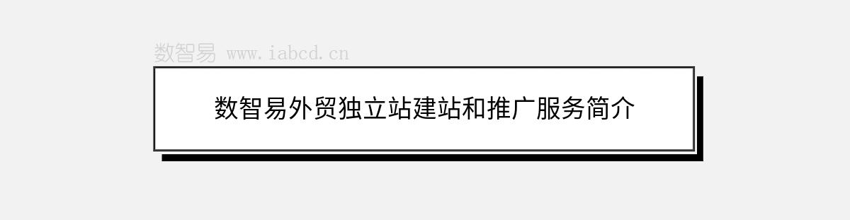 數(shù)智易外貿(mào)獨立站建站和推廣服務(wù)簡介