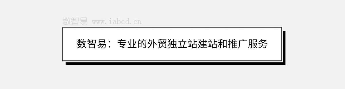 數(shù)智易：專業(yè)的外貿(mào)獨(dú)立站建站和推廣服務(wù)