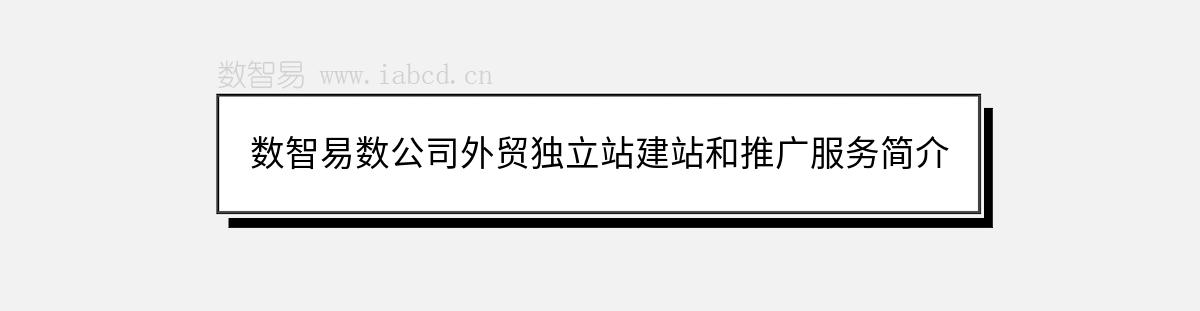 數(shù)智易數(shù)公司外貿(mào)獨(dú)立站建站和推廣服務(wù)簡(jiǎn)介