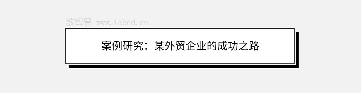 案例研究：某外貿(mào)企業(yè)的成功之路