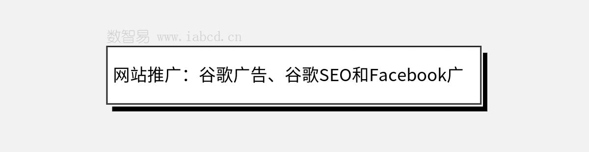 網(wǎng)站推廣：谷歌廣告、谷歌SEO和Facebook廣告