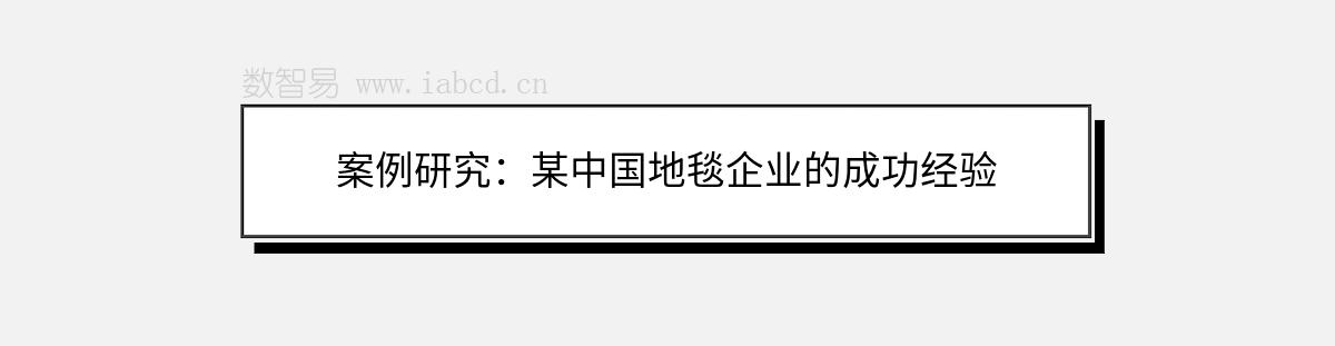 案例研究：某中國地毯企業(yè)的成功經(jīng)驗(yàn)
