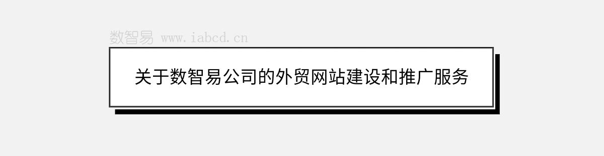 關(guān)于數(shù)智易公司的外貿(mào)網(wǎng)站建設(shè)和推廣服務(wù)