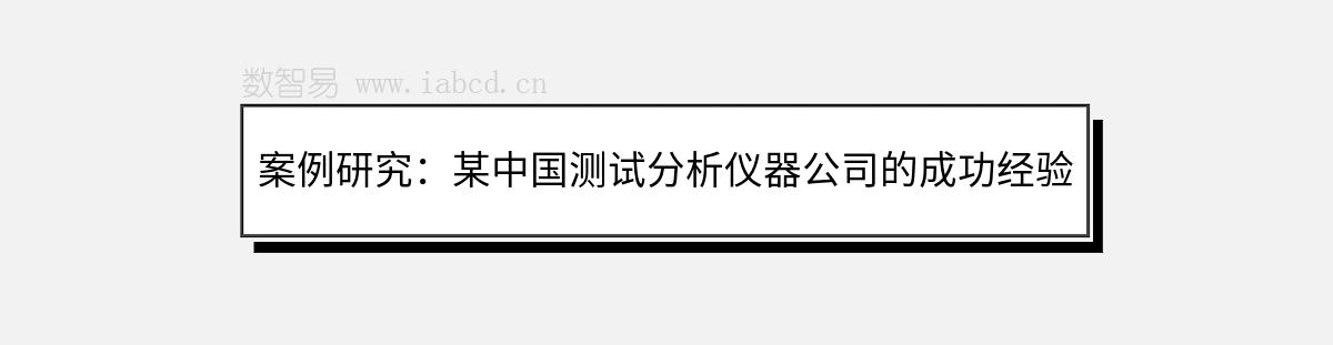 案例研究：某中國測試分析儀器公司的成功經驗