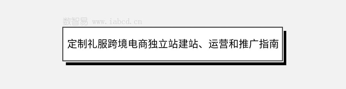 定制禮服跨境電商獨立站建站、運營和推廣指南