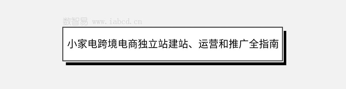 小家電跨境電商獨立站建站、運營和推廣全指南