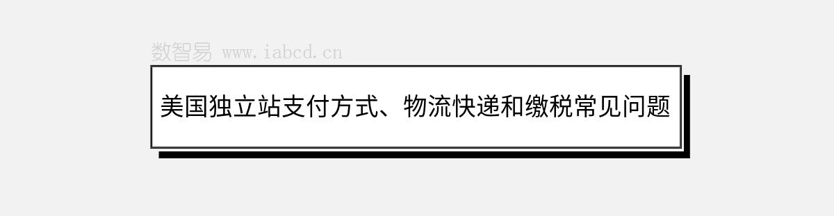 美國(guó)獨(dú)立站支付方式、物流快遞和繳稅常見(jiàn)問(wèn)題解析