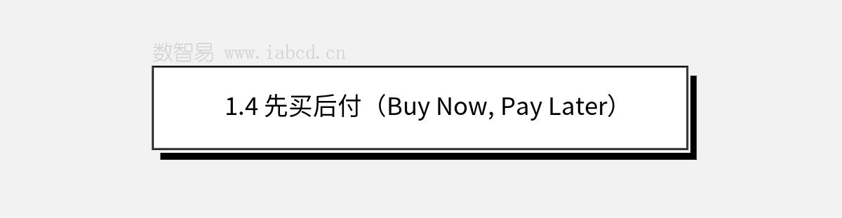 1.4 先買(mǎi)后付（Buy Now, Pay Later）
