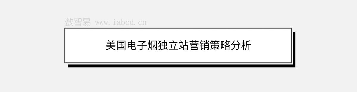 美國(guó)電子煙獨(dú)立站營(yíng)銷策略分析