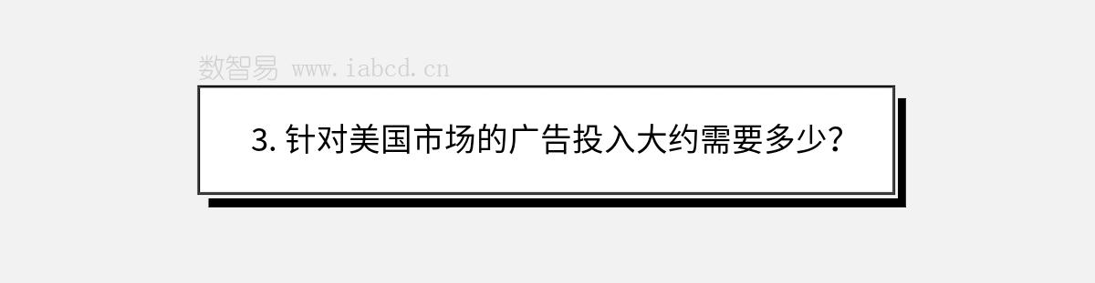 3. 針對(duì)美國(guó)市場(chǎng)的廣告投入大約需要多少？