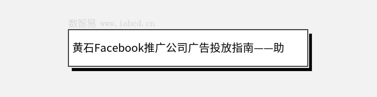 黃石Facebook推廣公司廣告投放指南——助力外貿出口和跨境電商企業(yè)騰飛