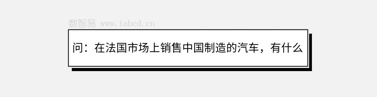 問：在法國市場上銷售中國制造的汽車，有什么注意事項？