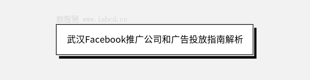 武漢Facebook推廣公司和廣告投放指南解析