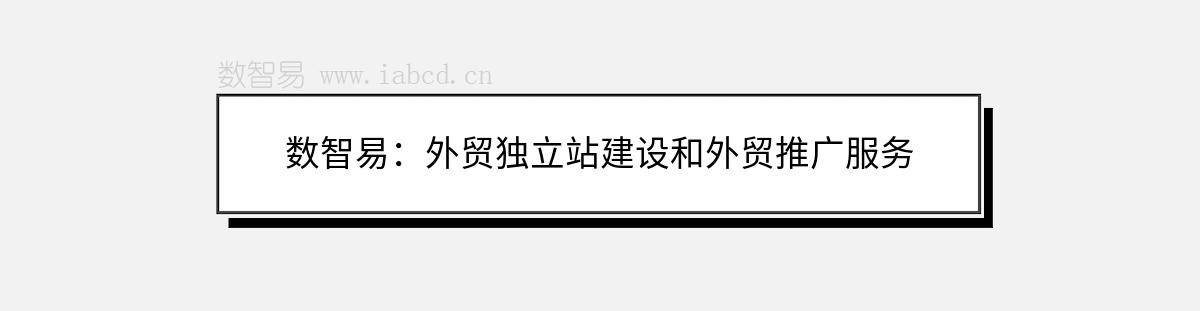 數(shù)智易：外貿(mào)獨(dú)立站建設(shè)和外貿(mào)推廣服務(wù)