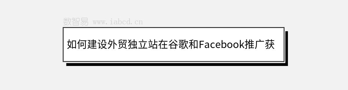 如何建設(shè)外貿(mào)獨(dú)立站在谷歌和Facebook推廣獲得訂單