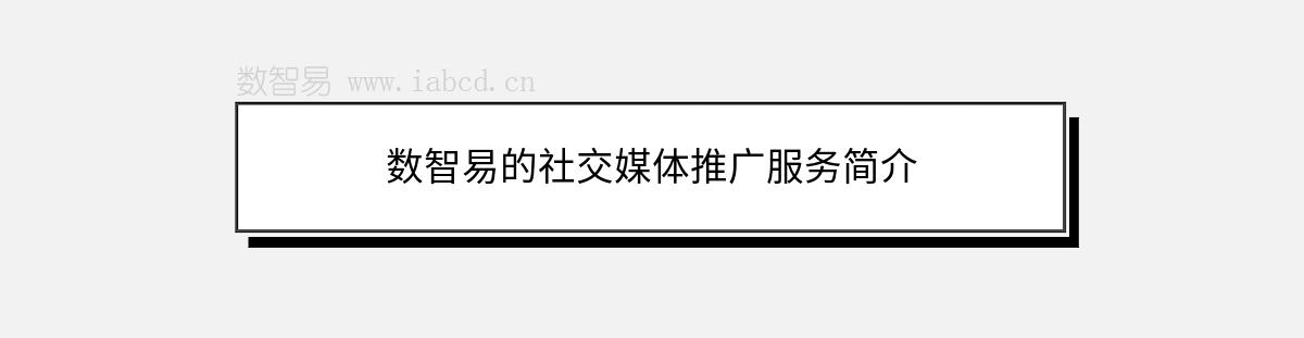 數(shù)智易的社交媒體推廣服務(wù)簡介