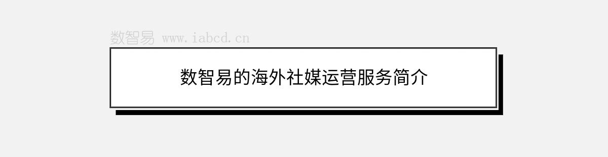 數(shù)智易的海外社媒運(yùn)營(yíng)服務(wù)簡(jiǎn)介