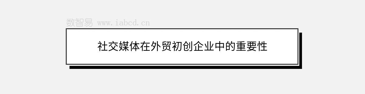 社交媒體在外貿(mào)初創(chuàng)企業(yè)中的重要性