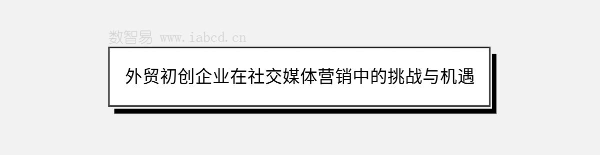 外貿(mào)初創(chuàng)企業(yè)在社交媒體營(yíng)銷(xiāo)中的挑戰(zhàn)與機(jī)遇