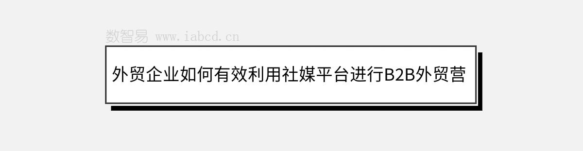 外貿(mào)企業(yè)如何有效利用社媒平臺(tái)進(jìn)行B2B外貿(mào)營(yíng)銷(xiāo)推廣